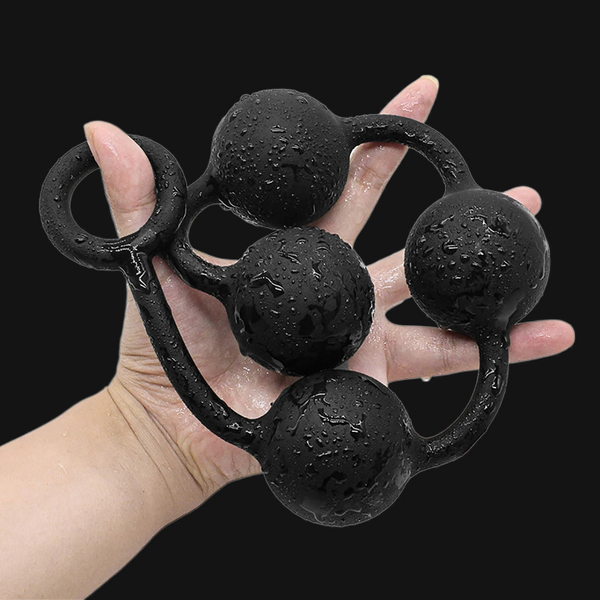 Big Anal Beads Butt Plug - Soft Silicone Black Dildo Sex Toys for Men Women