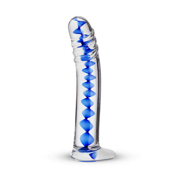 Blovex Frozen Sapphire Spiral Glass Dildo 6.18 Inch