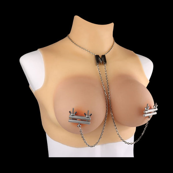 Threaded Nipple Clamps – Stainless Steel Chain BDSM Restraint Set