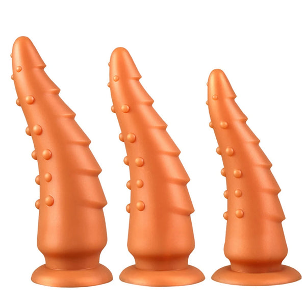 Big Monster Dildo Anal Plug - Realistic Gold Knotted Dildos Silicone Tentacle Anal Toys