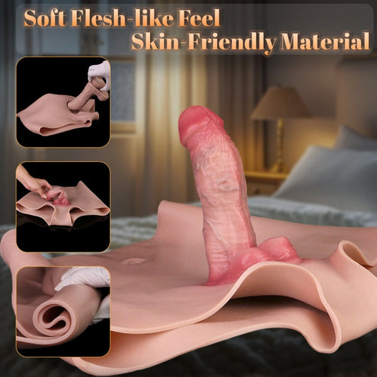 High Waist Wearable Cocksleeve Sheath Underwear - Realistic Lightskin Penis Sleeve Pants