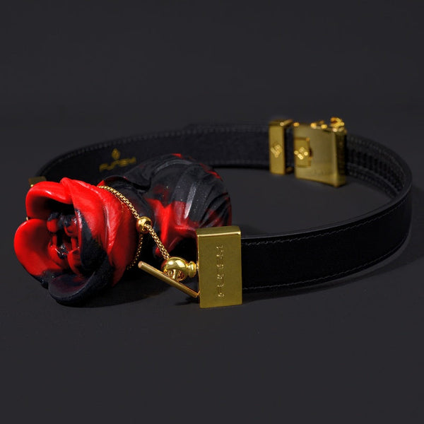 Yukina Fantasy Mouth Gag - Red-Black Rose Silicone Ballgag Leather Kinky Sex Toys