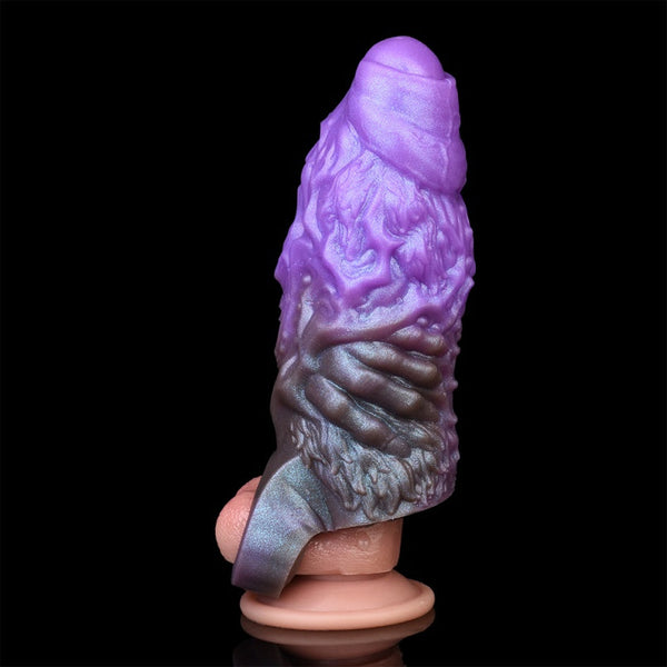 Amethyst Bloom Silicone Penissleeve – Hybrid Cock Extender for Penetration Domination